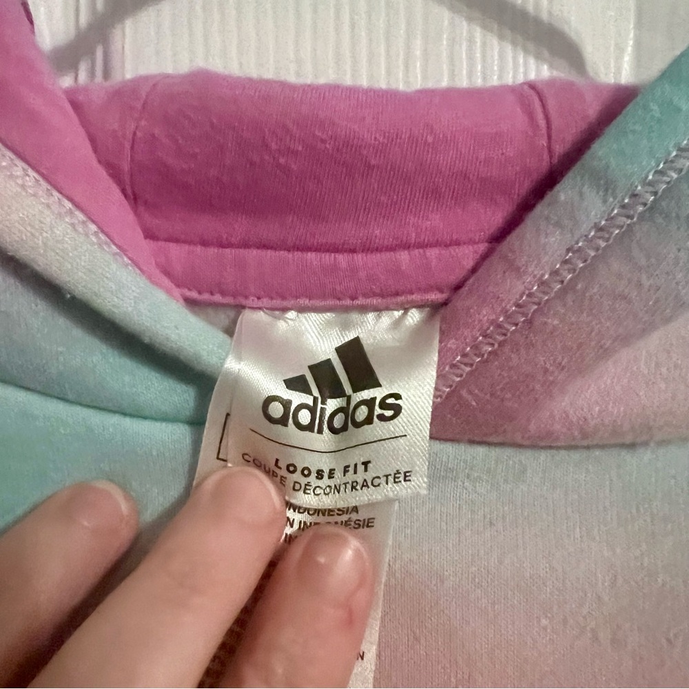 Adidas Kids Pastel Tie-Dye Hoodie - Pink and Blue - Picture 4 of 6